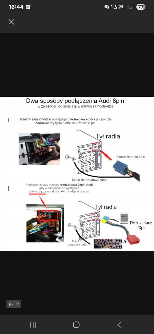 Wefa moduł bluetooth do VW 8 pin * konwersja