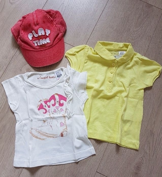 Zara - Nowe 2 Koszulki - 74 + czerwona czapeczka
