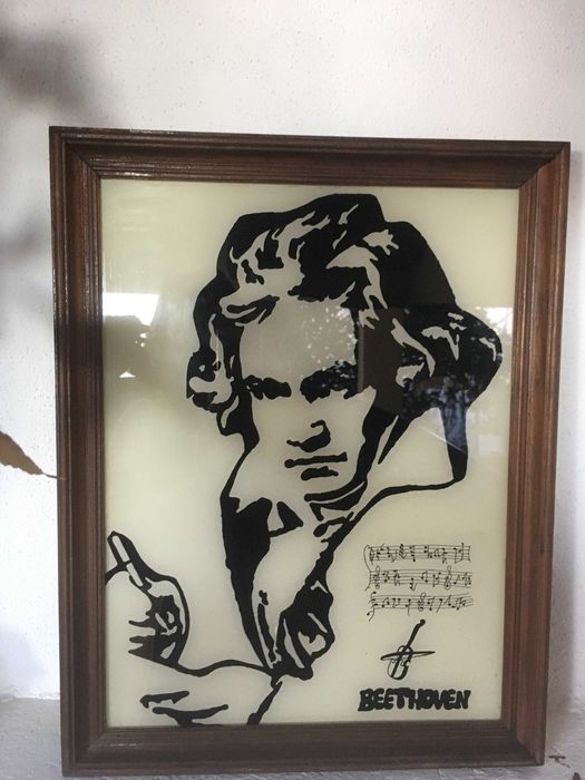 Quadro com moldura em madeira Altura 45 CM e largura 35 CM