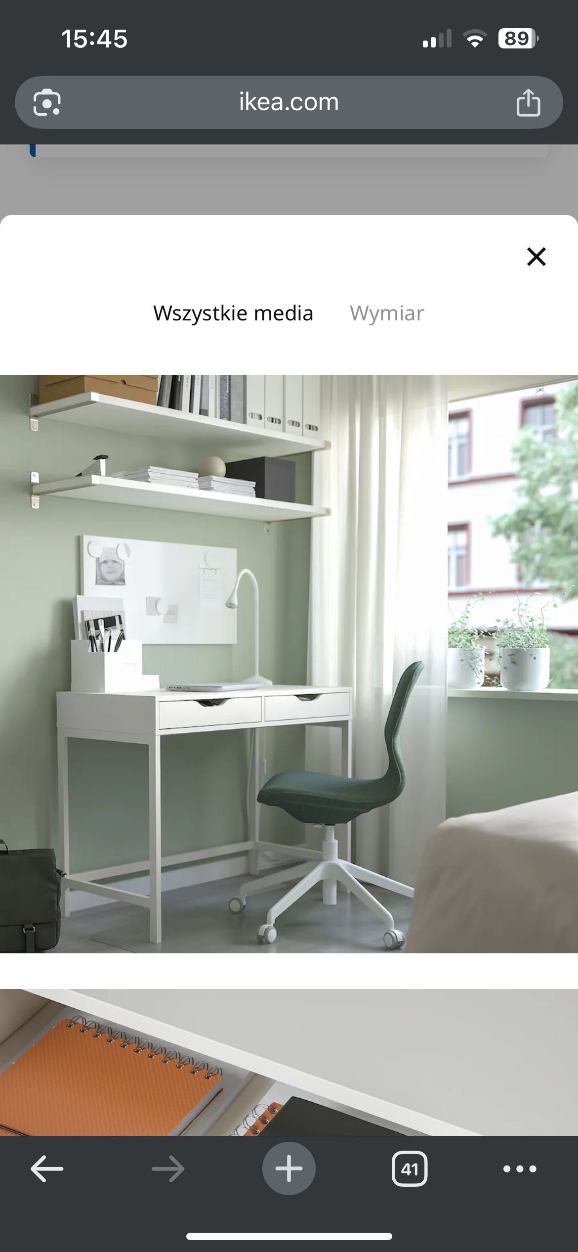 Biurko ikea alex, białe z szufladami