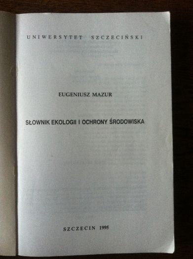 Mazur- Słownik ekologii i ochrony środowiska - Uniwersytet Szczeciński