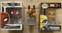 Wolverine + Spider-Man Funko Pops + (Hawkman de Oferta)