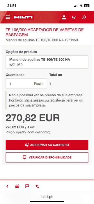 Hilti TE 106/300 ADA Adaptadora de varetas