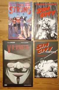 BD:  V de Vendetta (esp), Tom Strong (Alan Moore, eng)