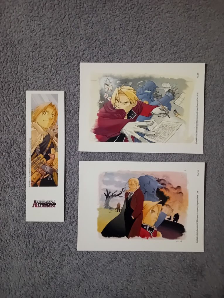 Fullmetal Alchemist stare dodatki z mangi - pocztówki i zakładka JPF