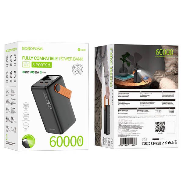 Повербанк 60000mAh зі швидкою зарядкою та ліхтарем BOROFONE BJ66B