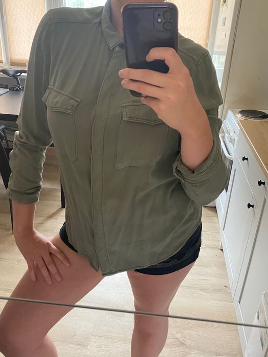 Koszula h&m 36 oliwkowa, ciemna zieleń,khaki, oryginalna