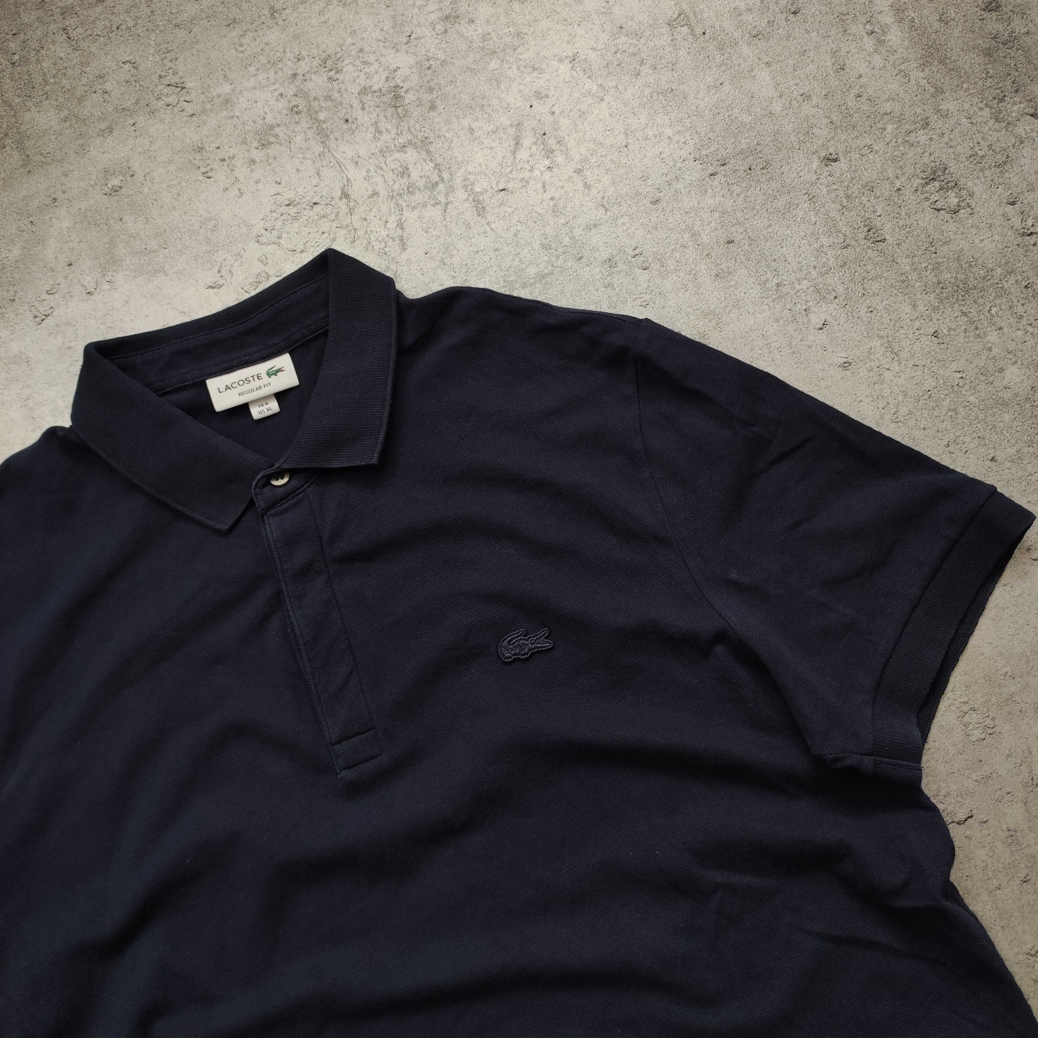 MĘSKA Koszulka Polo Elegancka Bawełna PREMIUM haft Granatowa Lacoste