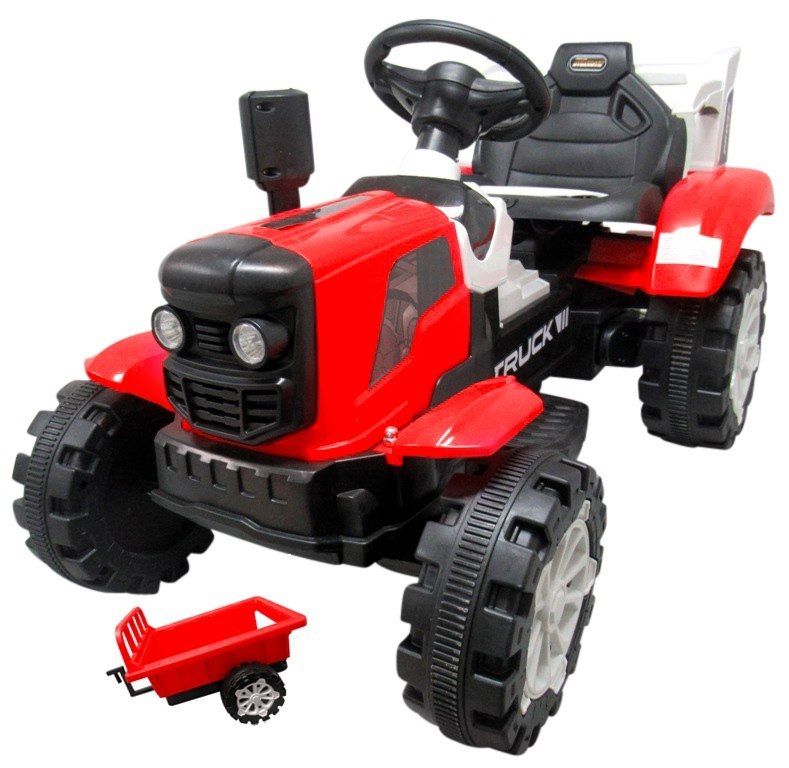Traktorek C2 Czerwony Na Akumulator Z Przyczepką Muzyka