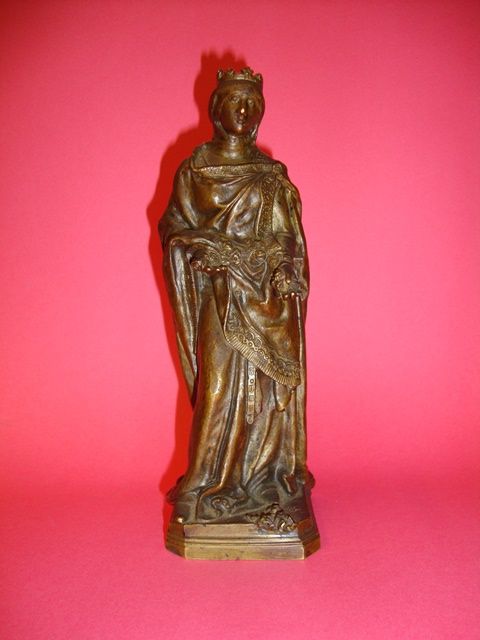 Rainha St. Isabel, escultura antiga em bronze