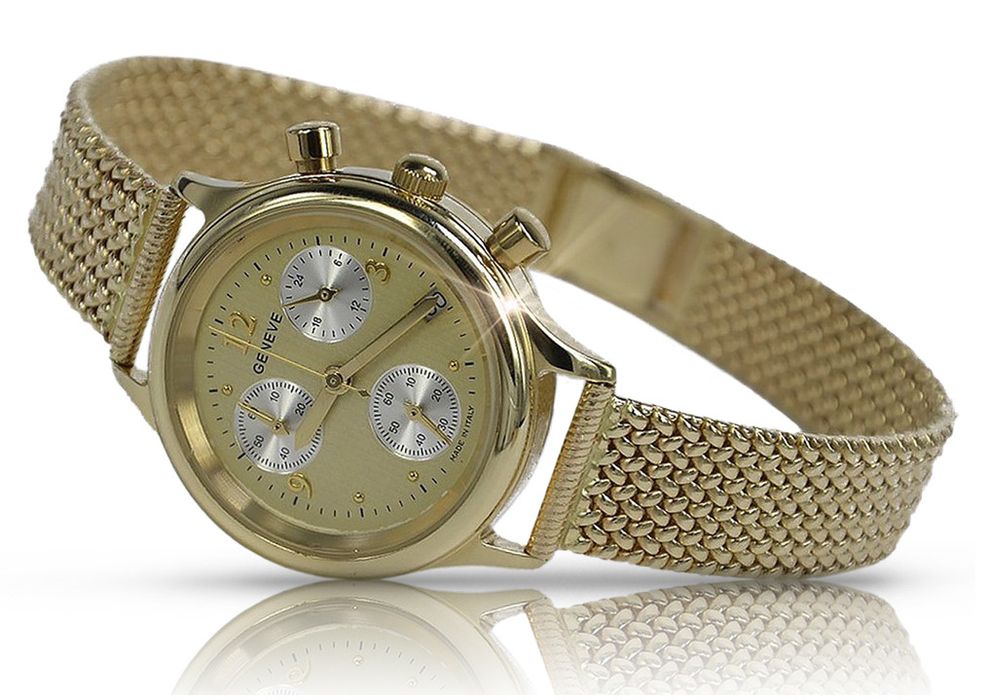Złoty zegarek damski 14k 585 z bransoletą Geneve lw019y&lbw003y Poznań