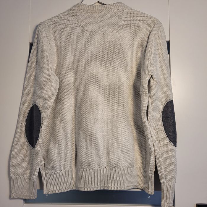Sweter męski z łatami reserved M L szary jasny bawełna