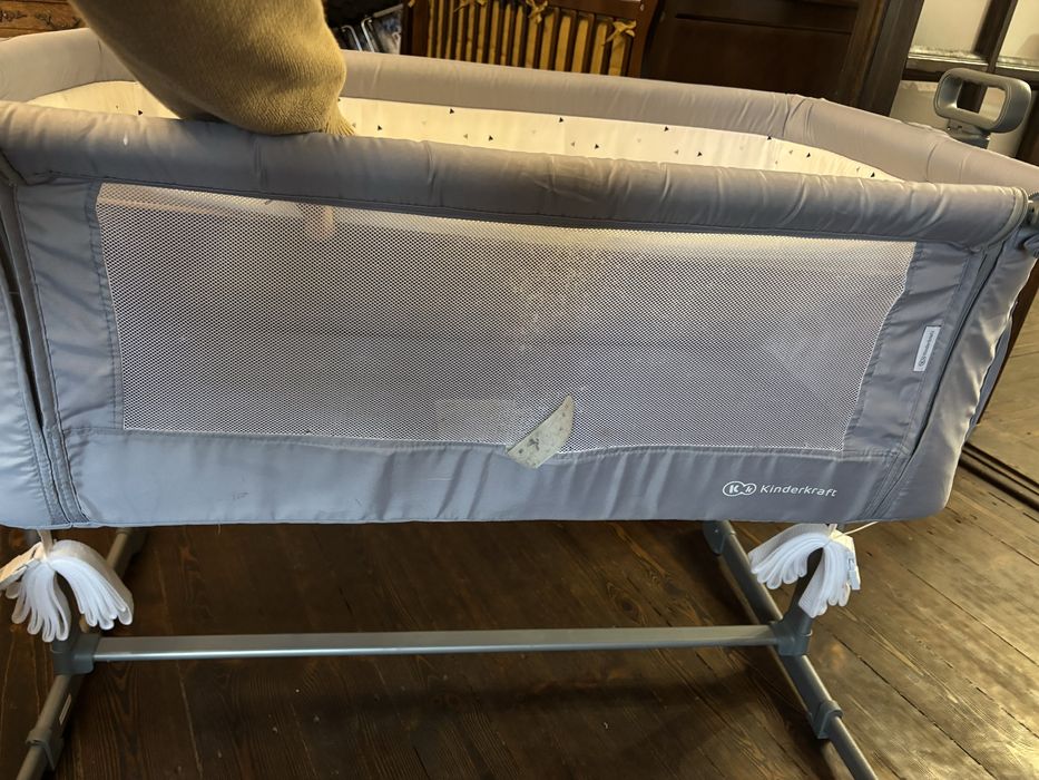Łóżeczko dostawne dostawka kinderkraft szara turystyczne