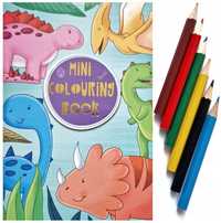Kolorowanka Mini Dla Dzieci Dinozaury + 6 Kredek