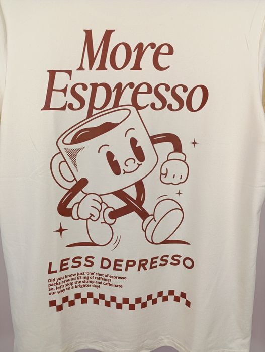 More espresso less depresso damska, męska koszulka sportowa r.S lekka