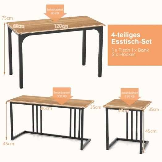 Zestaw mebli stół 120x60x75+ 2 stołki + ławka