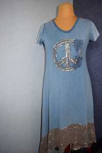 Oryginalna sukienka włoska bawełniana z cekinami_42/44