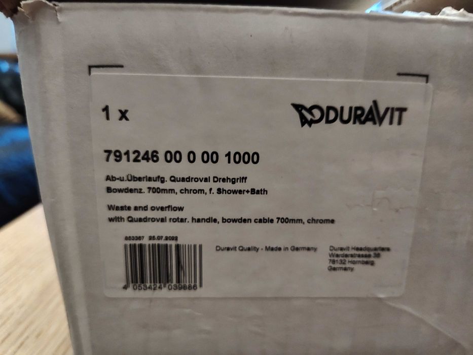 Duravit Quadroval zestaw odpływowo-przelewowy do Shower&Bath