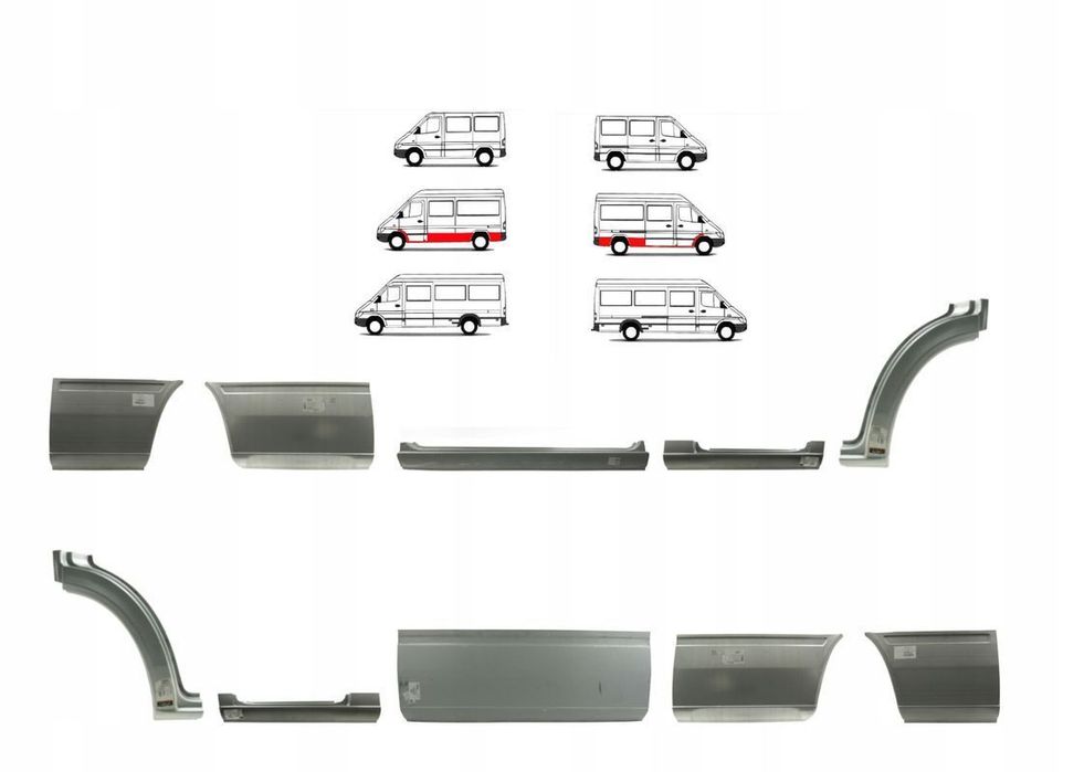 Progi / Reperaturki / Zestaw progów Mercedes Sprinter 95 - 06 Średni