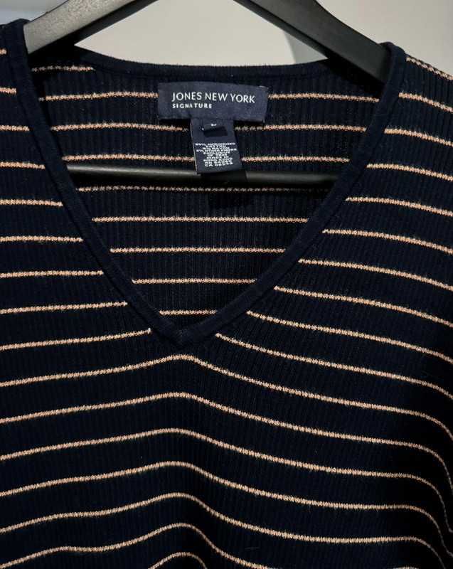 sweter bluzka w poziome paski z 89% merceryzowanej bawełny i jedwabiu
