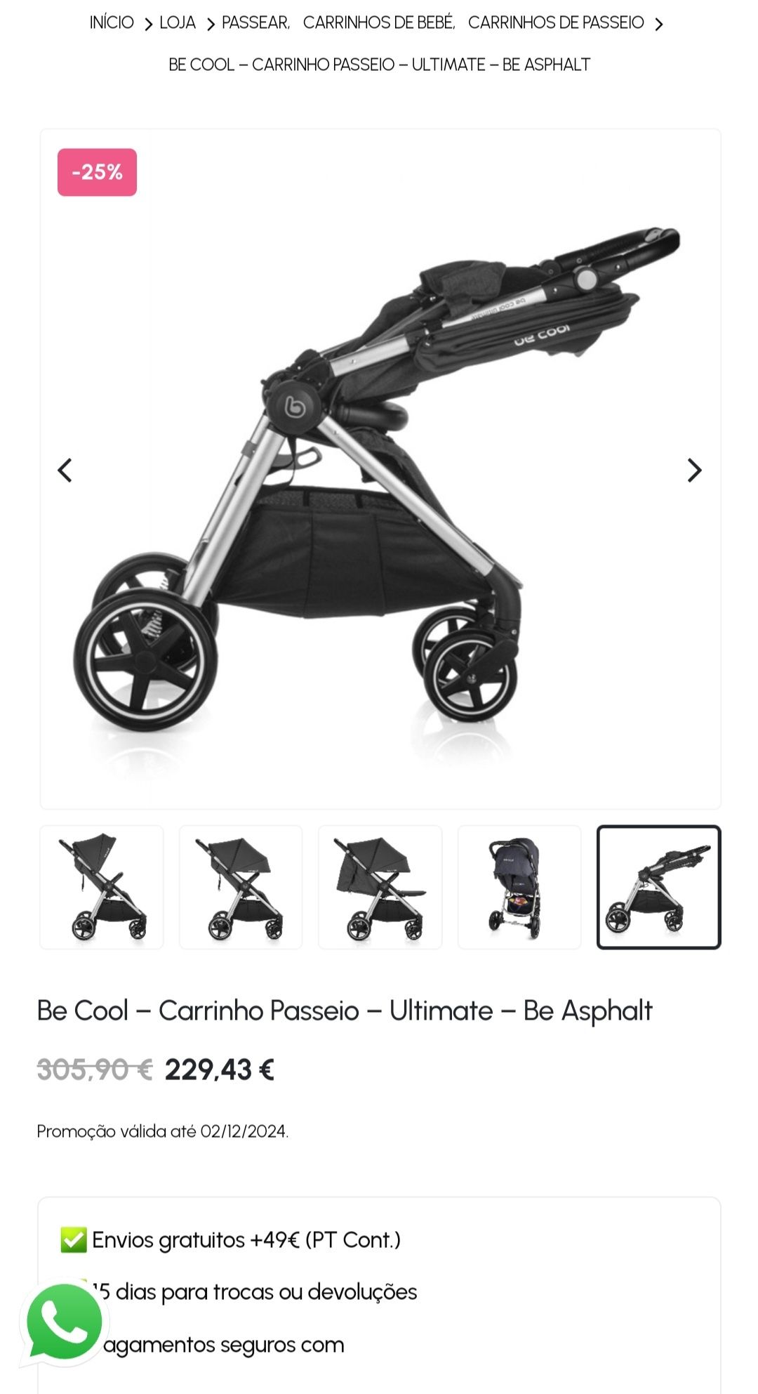 Carrinho de bebé até 22 kg