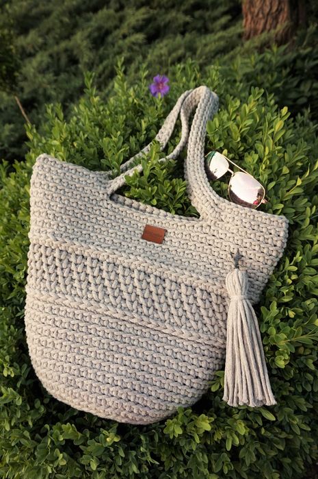 Duża torba ze sznurka bawełn. - różne kolory