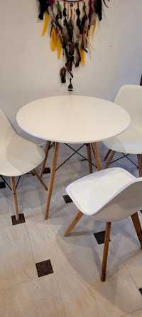 Stół z krzesłami komplet średnica blatu 80cm