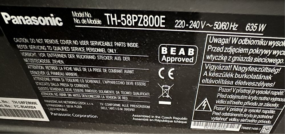 Telewizor Panasonic plazma TH58PZ800E
