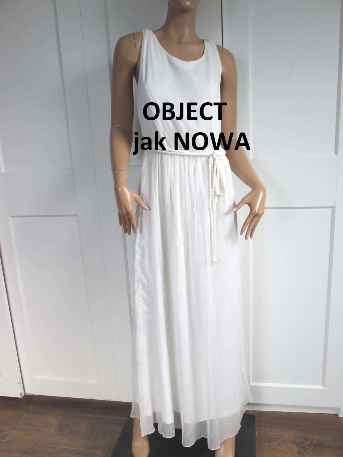 Object długa biała sukienka koronka na plecach S 36 M 38