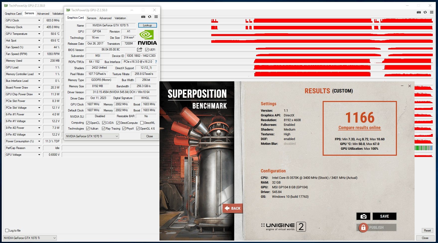 MSI GeForce GTX 1070 Ti GAMING X 8G GDDR5 256bit