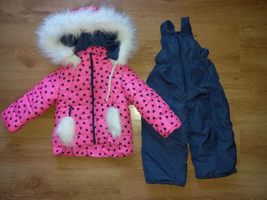 Зимний комплект комбинезон для девочки 9 - 18 мес 74 см