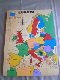 Puzzle sobre a Europa em madeira