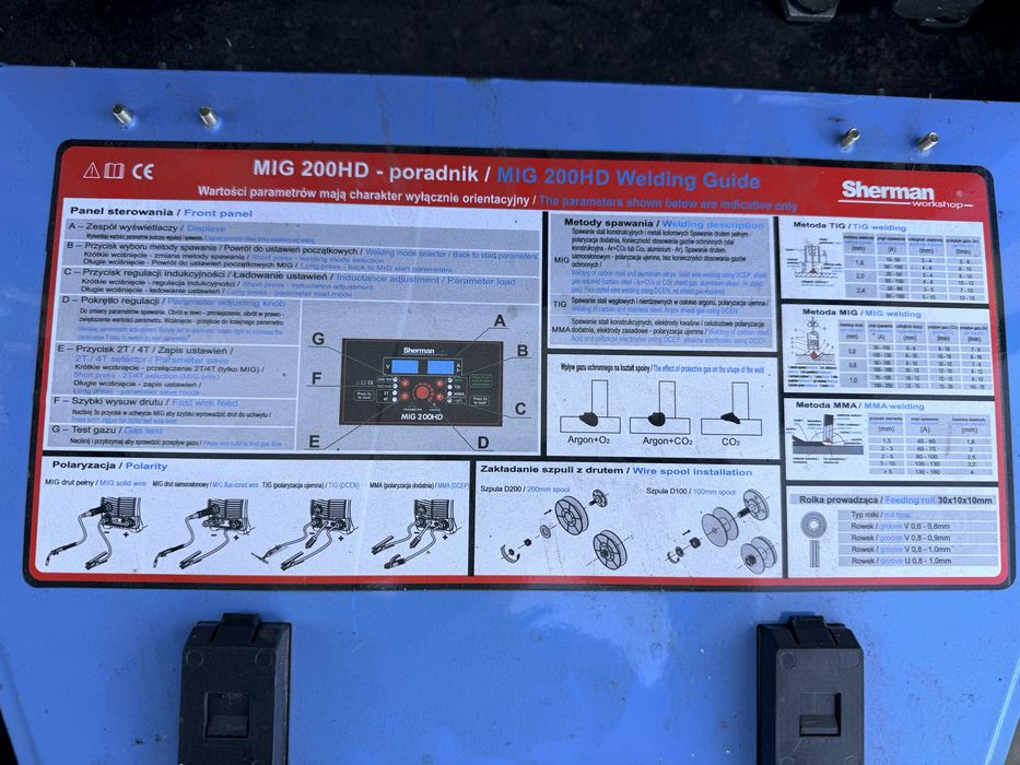 Spawarka/ migomat sherman MIG 200HD przyłbica wózek