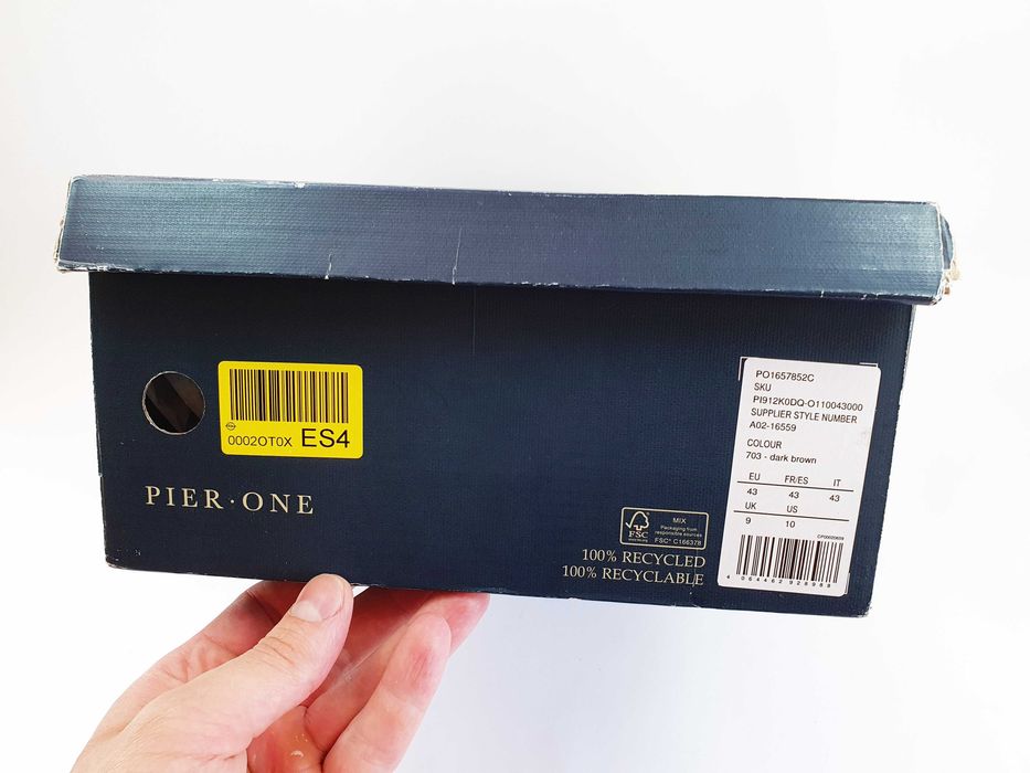 Чоловічі черевики PIER ONE 43 28-28.5 см 9.5 UK коричневі