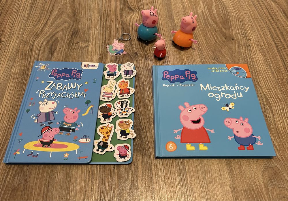 Świnka Peppa figurki książki z magnesami plyta DVD z bajką