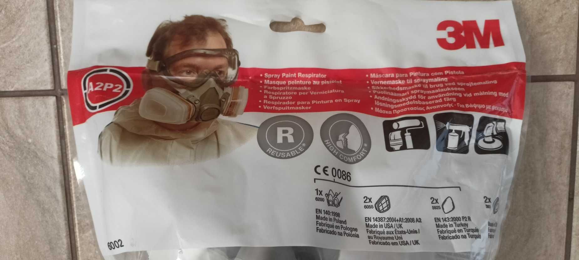 Półmaska, maska 3M6200, zestaw filtrów