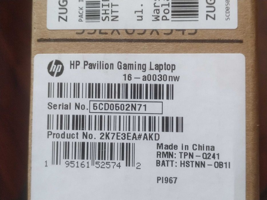 HP Pavilion Gaming 16-a0030nw i5-10300H GTX1650Ti