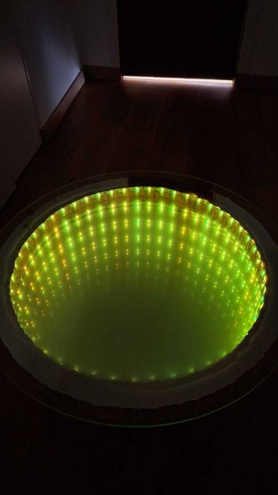 Mesa de Centro Redonda com Efeito 3D e LED – Exclusiva!