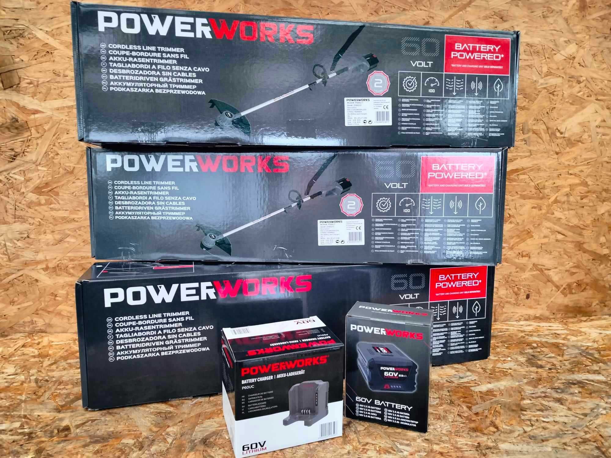 Podkaszarka Akumulatorowa POWERWORKS PD60LT, bateria 60V, ładowarka