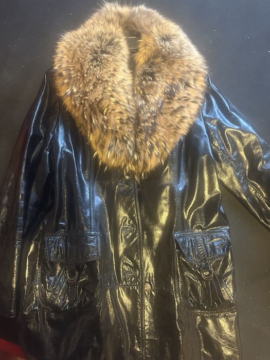 Skórzany Płaszcz z futerkiem