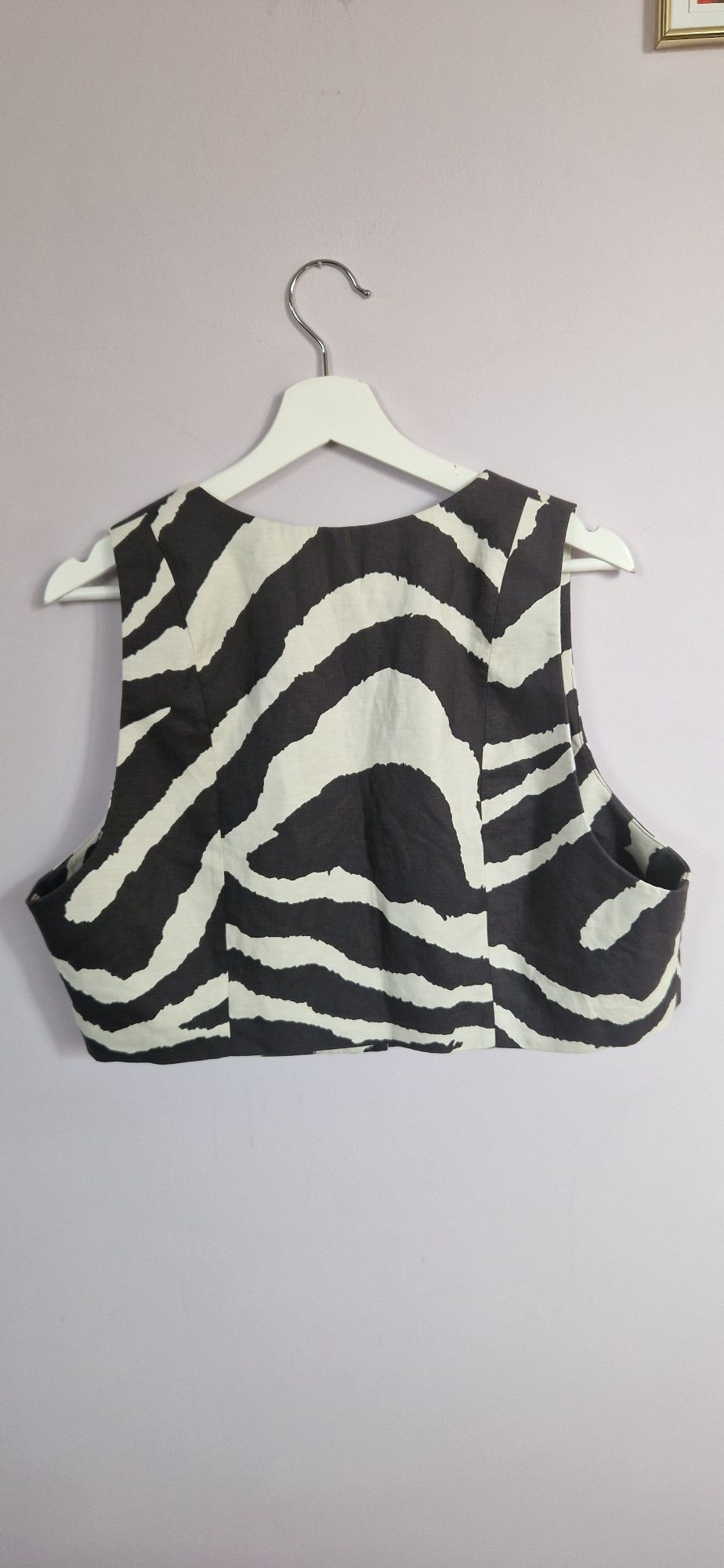Krótka letnia kamizelka w zebrę plus size crop top H&M XL- 5XL