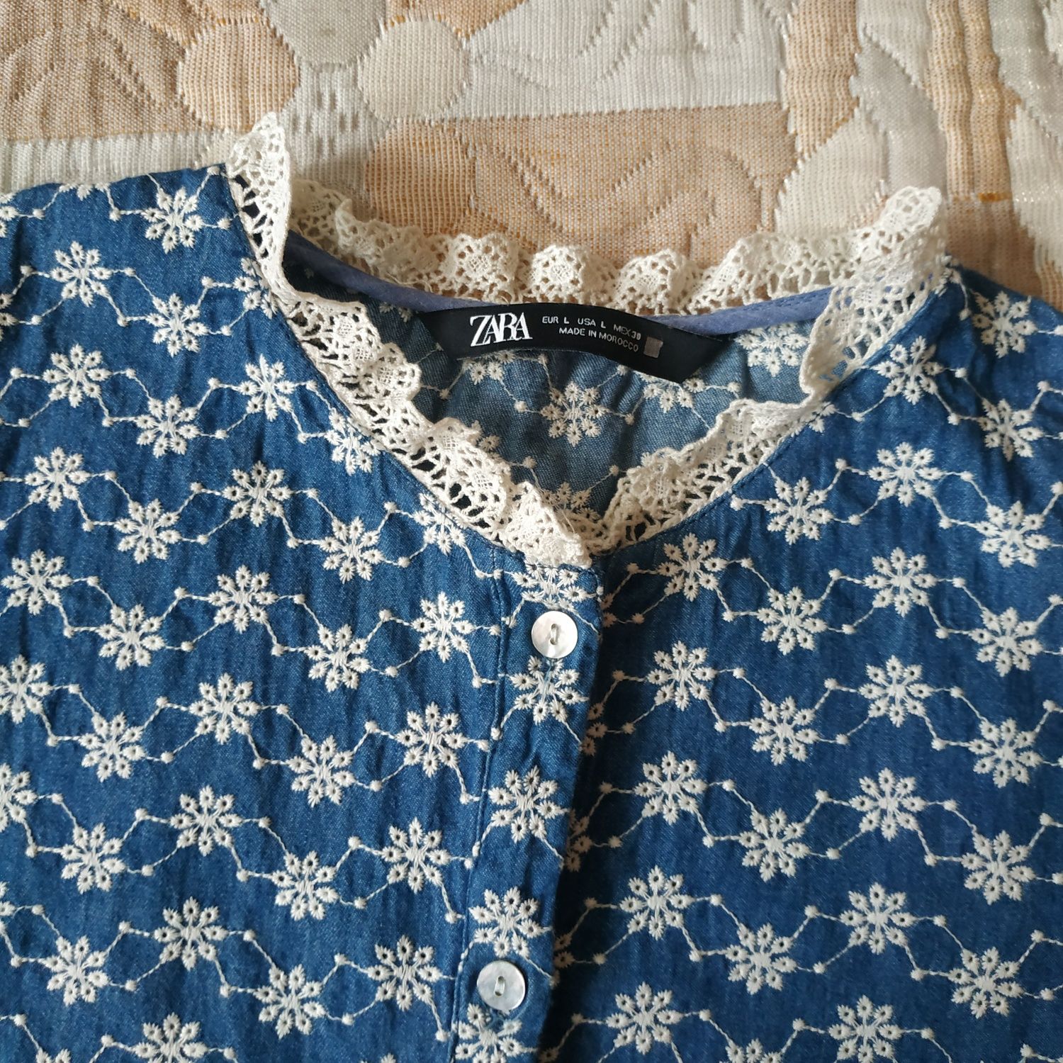 Шикарна блуза Zara, шиття, 100% бавовна, р.М