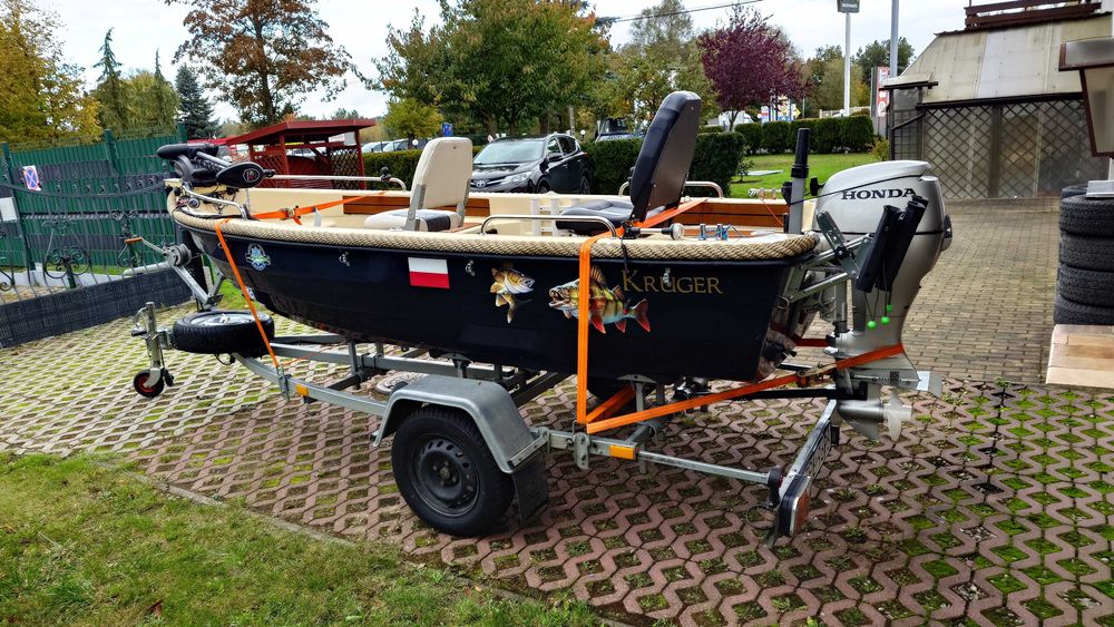 Łódź motorowa wędkarsko rekreacyjna Kruger Lambda 390 silnik Honda 8KM