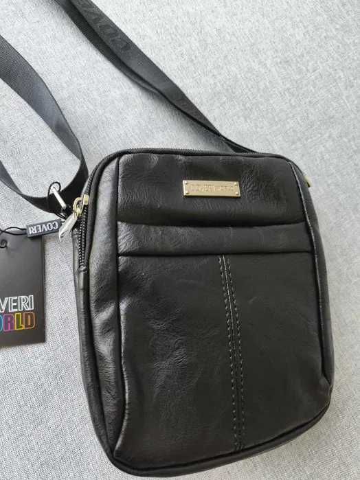 Wyprzedaż Męska nowa czarna torba saszetka na ramię dokumenty