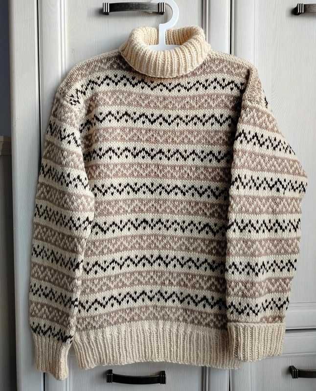 L 40 M 38 oversize tall medium wełniany golf islandzki 100% wełna zima