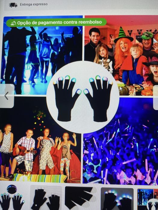 Luvas com dedos LED PARTY GLOVES