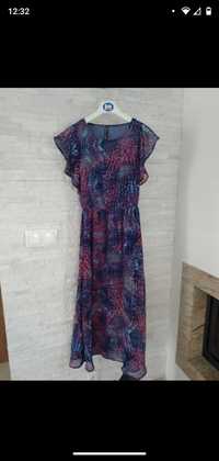 Sukienka fioletowa długa maxi 36 S, ciążowa