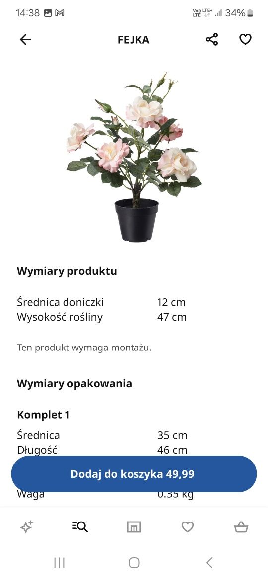 Ikea fejka róża kolor biały