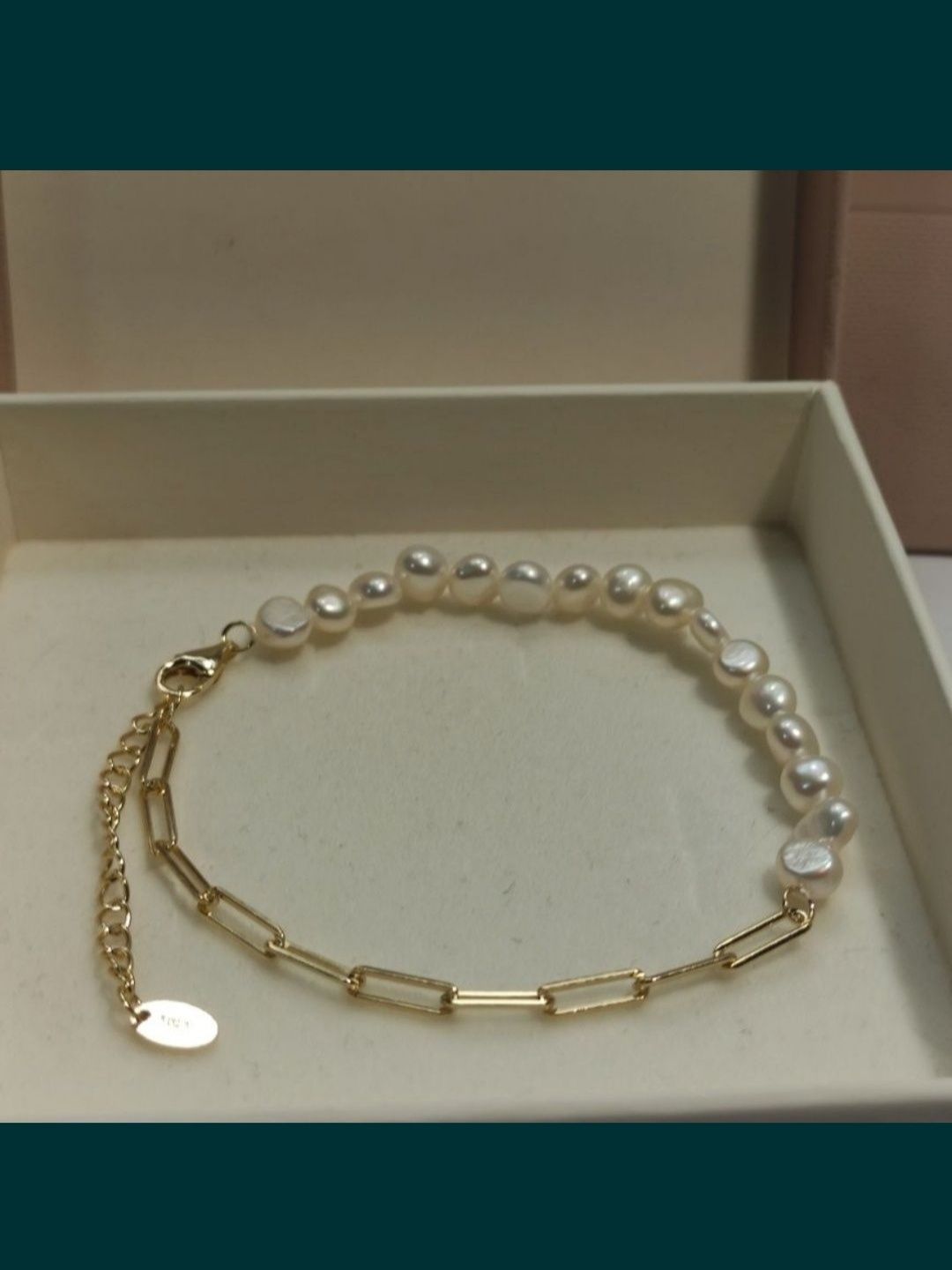 Bransoletka srebrna 925 z perłami naturalnymi