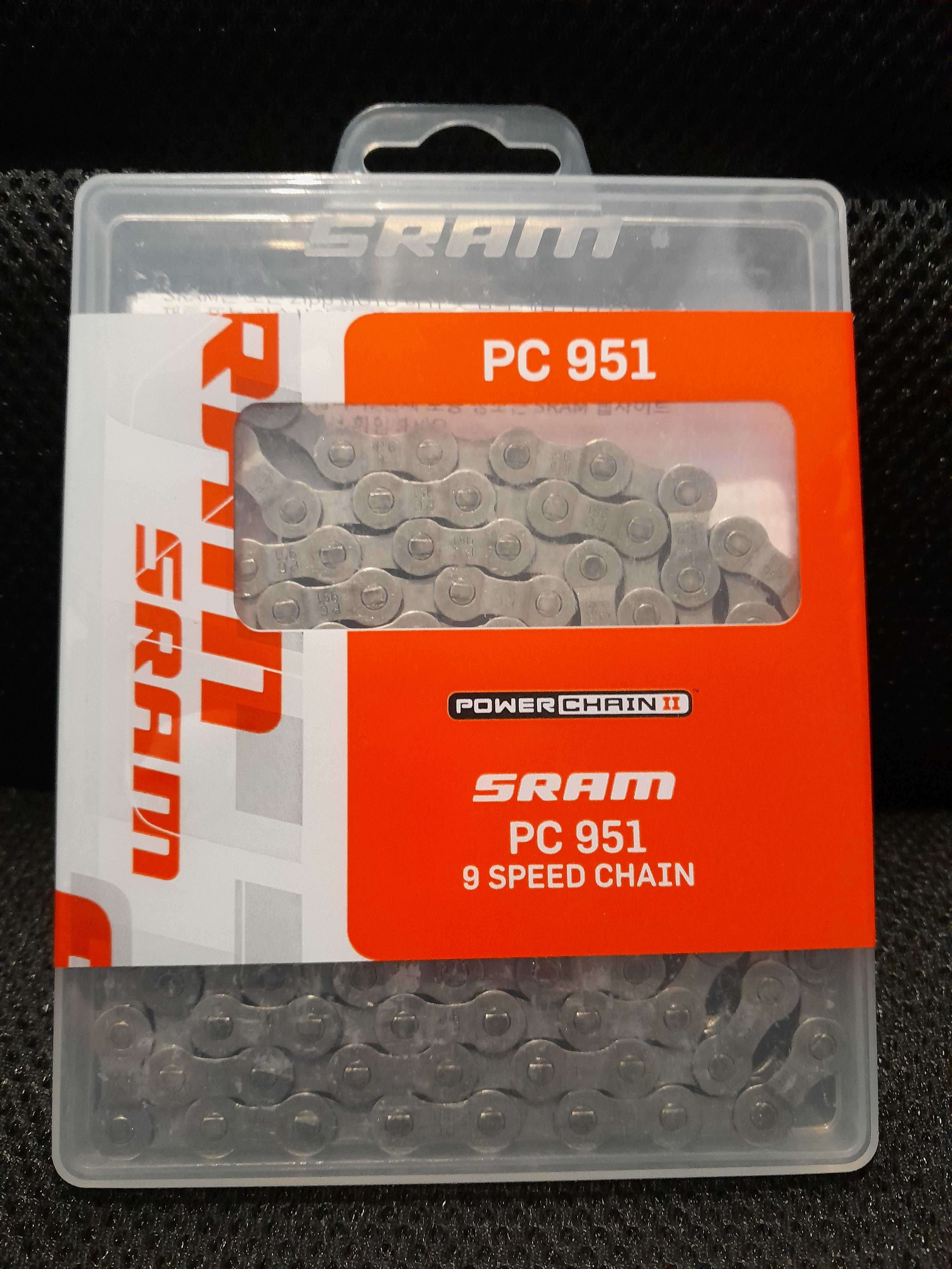 Nowy Łańcuch SRAM PC 951 9-rzędowy + spinka Power Link 114 ogniw MTB